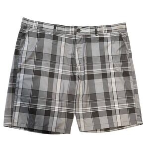 OP Ocean Pacific Mens 46 Plaid Shorts Gray 4-Way Stretch Golf Casual